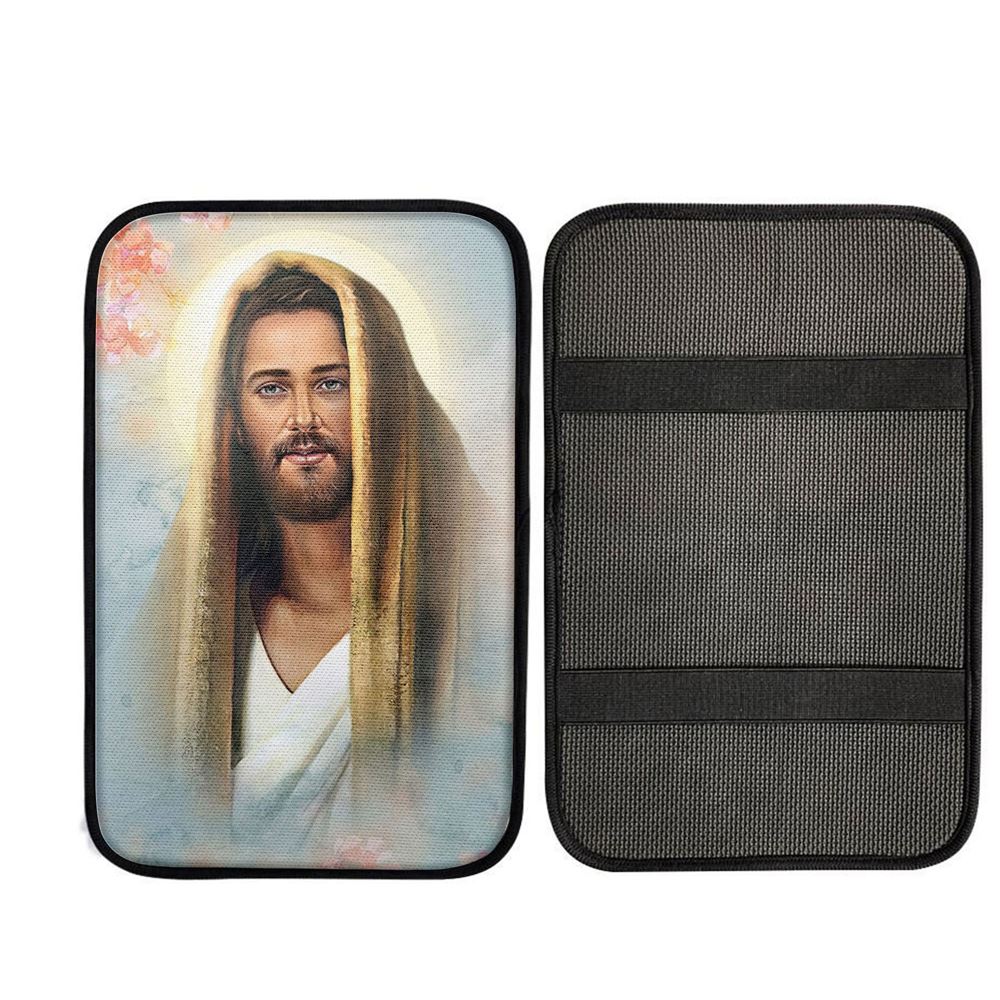 Jesus Portrait Car Center Console Cover, Cross Car Interior Accessories