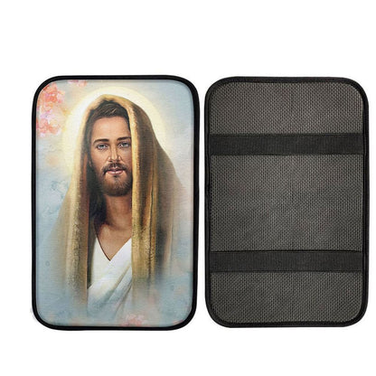 Jesus Portrait Car Center Console Cover, Cross Car Interior Accessories