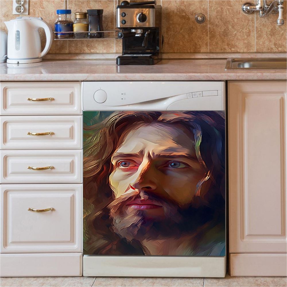 Jesus Portrait Dishwasher Cover, Christian Dishwasher Wrap, Jesus Kitchen Decoration