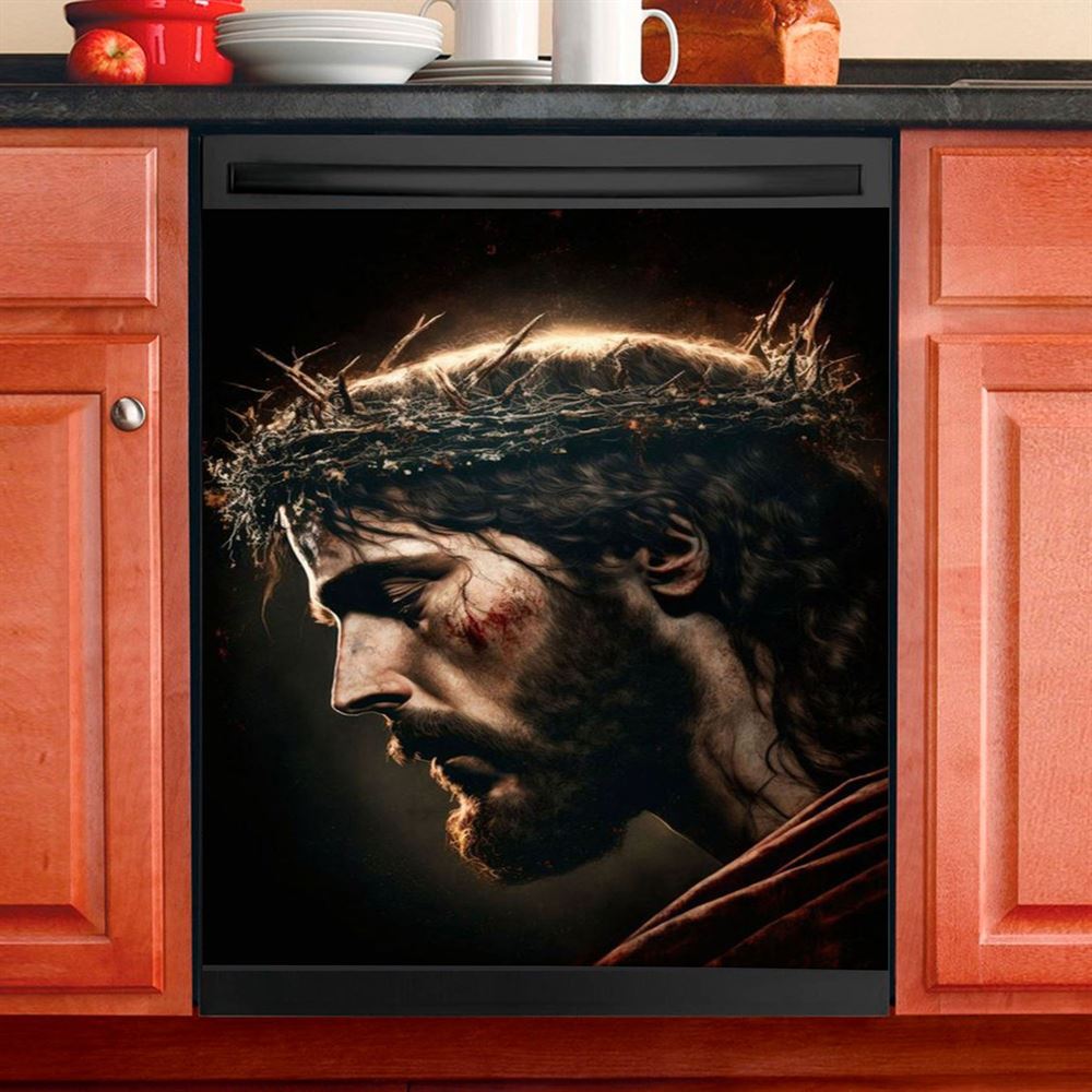 Jesus Portrait Dishwasher Cover, Jesus Dishwasher Wrap, Christian Kitchen Decoration