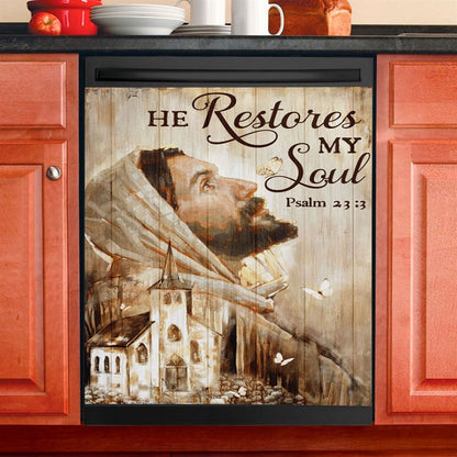 Jesus Portrait Dishwasher Cover, Jesus Dishwasher Wrap, Christian Kitchen Decoration 4