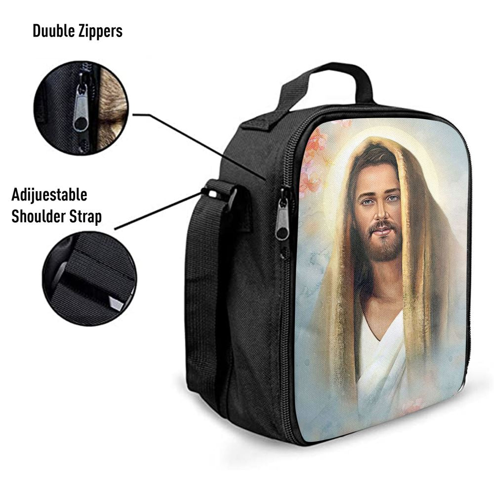 Jesus Portrait Lunch Bag - Jesus Art, Christian Lunch Box For School, Picnic