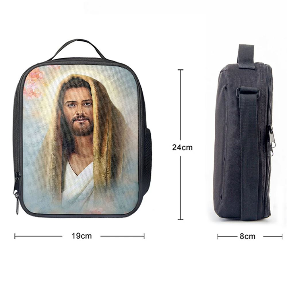 Jesus Portrait Lunch Bag - Jesus Art, Christian Lunch Box For School, Picnic