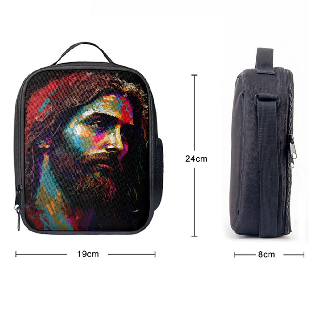 Jesus Portrait Lunch Bag 2, Christian Lunch Box For School, Picnic