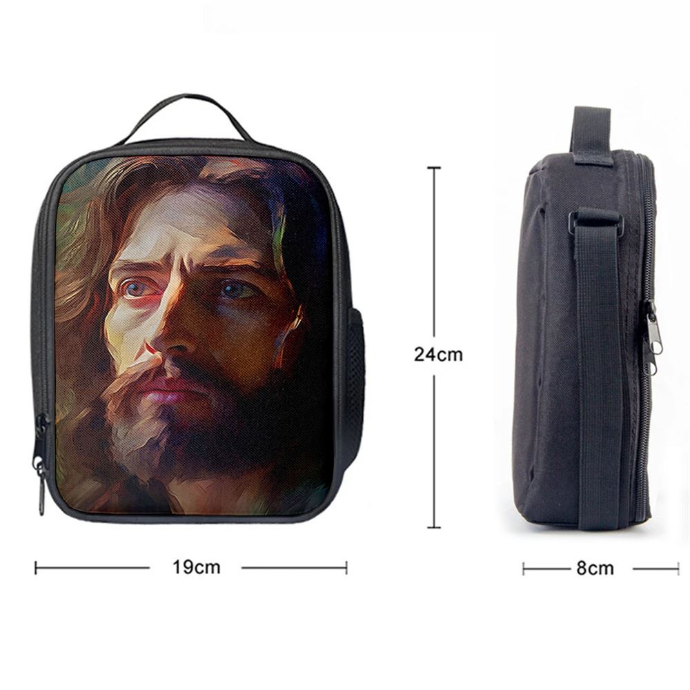 Jesus Portrait Lunch Bag, Christian Lunch Box For School, Picnic