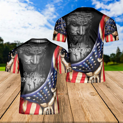 Jesus Portrait One Nation Under God All Over Print 3D T Shirt For Men And Women, Christian T-Shirt, Faith Shirt