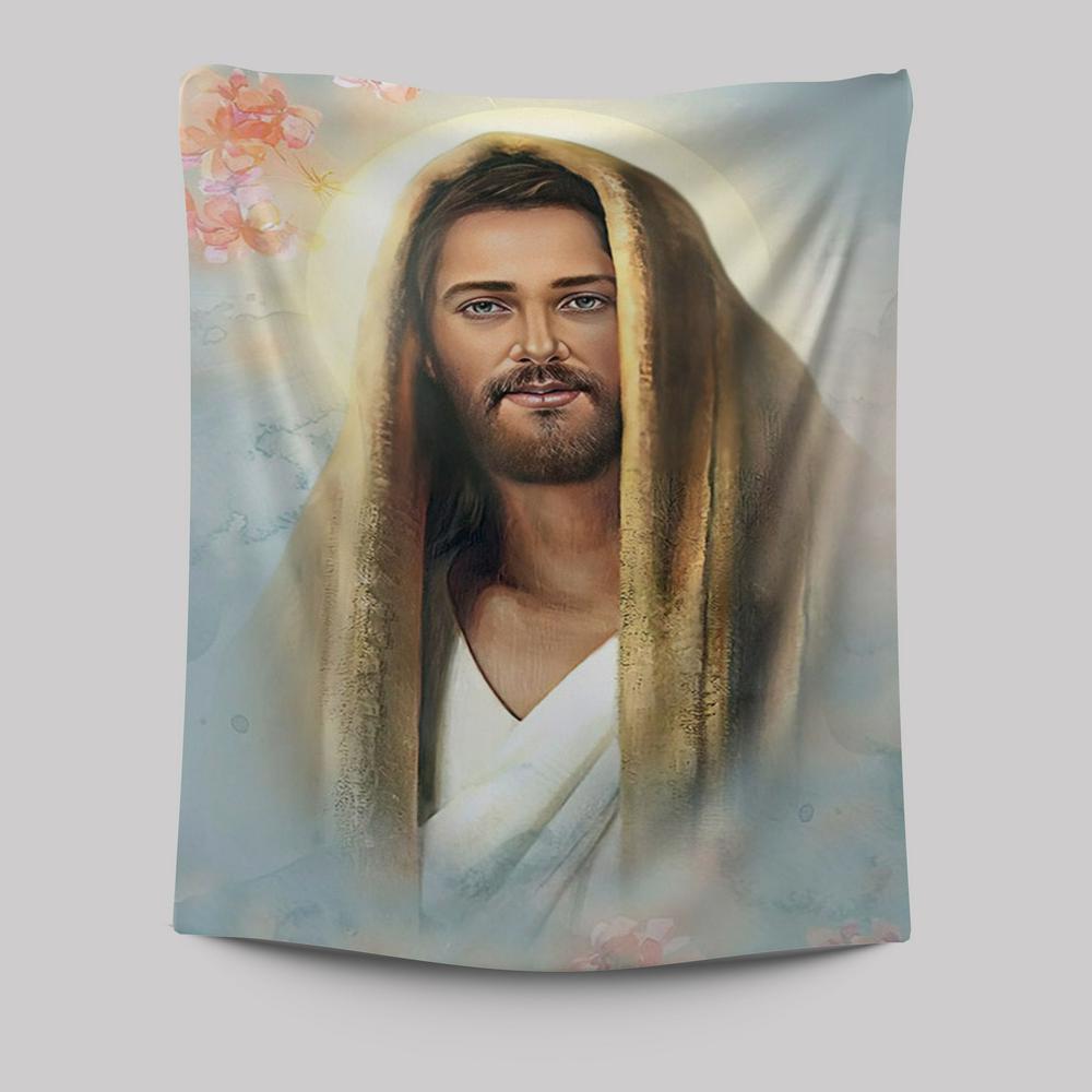 Jesus Portrait Tapestry - Jesus Art Prints - Jesus Art -  Christian Indoor Wall Tapestries