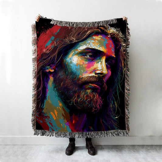 Jesus Portrait Woven Blanket Prints - Jesus Woven Blanket Art - Christian Throw Blanket Decor 2