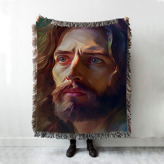 Jesus Portrait Woven Blanket Prints - Jesus Woven Blanket Art - Christian Throw Blanket Decor