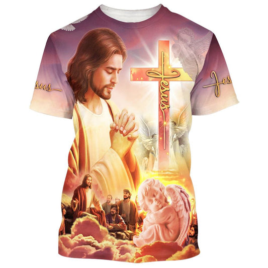 Jesus Pray All Over Print 3D T Shirt For Men And Women, Christian T-Shirt, Faith Shirt