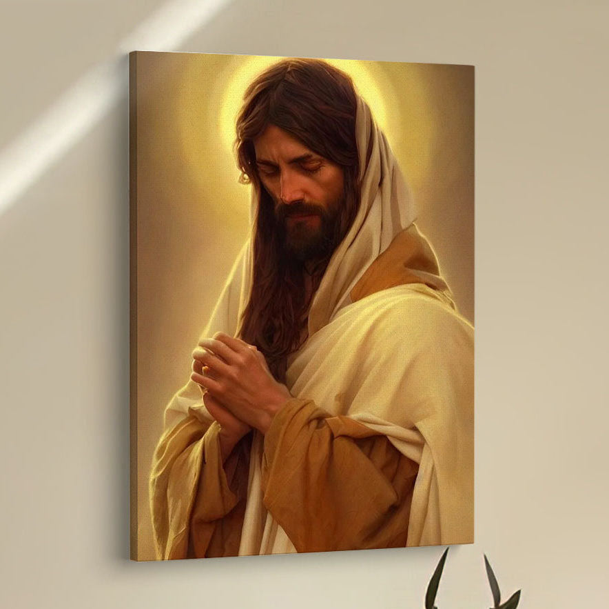 Jesus Pray Canvas Pictures - Christian Wall Art - Jesus Canvas Art