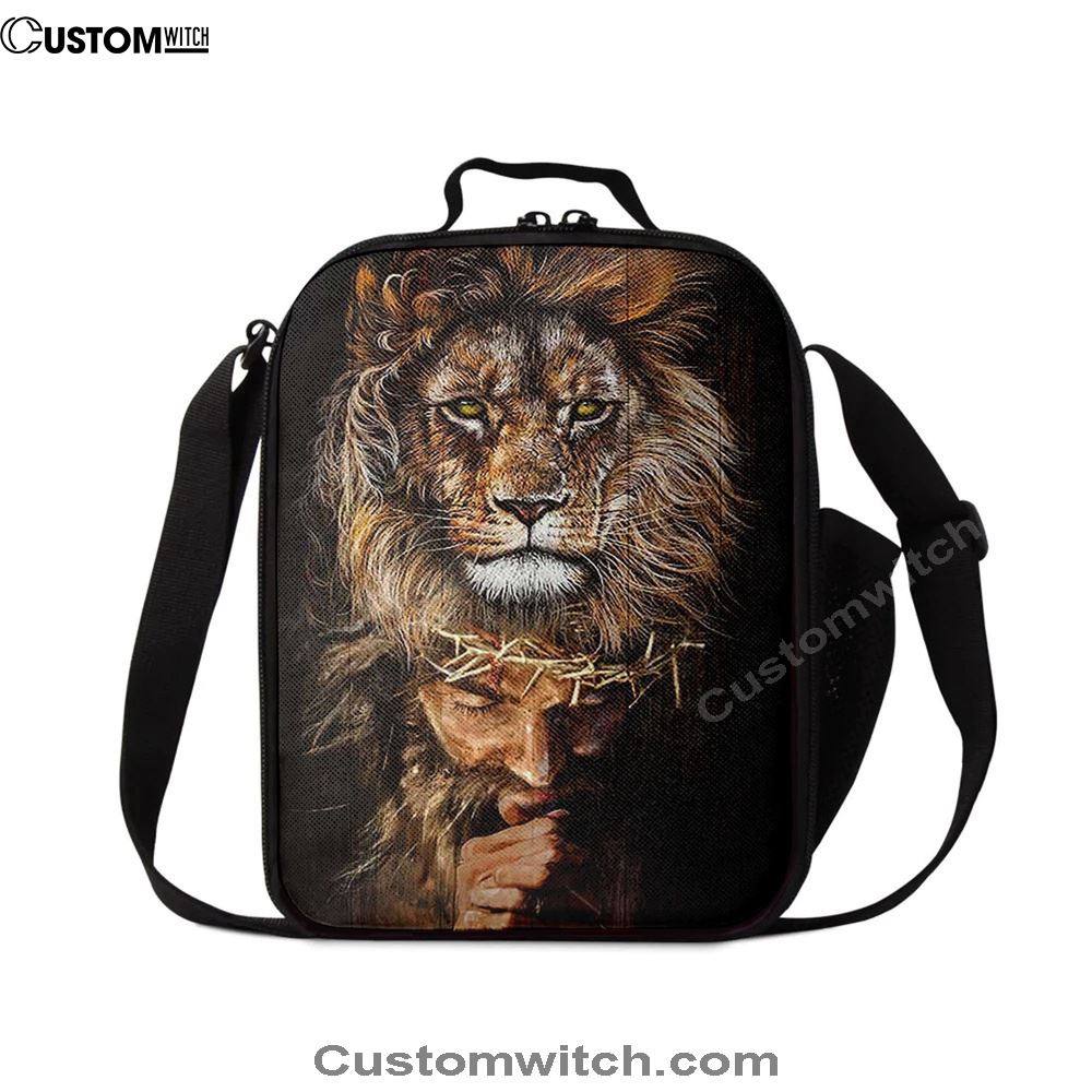 Jesus Pray Crown Of Thorn Lion Lunch Bag, Christian Lunch Box For School, Picnic