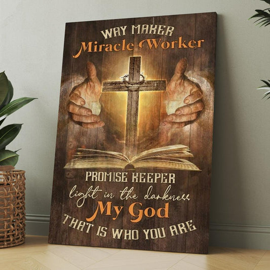 Jesus, Pray For Healing, Cross, Bible, Way Maker Miracle Worker Canvas, Christmas Gift for Christian