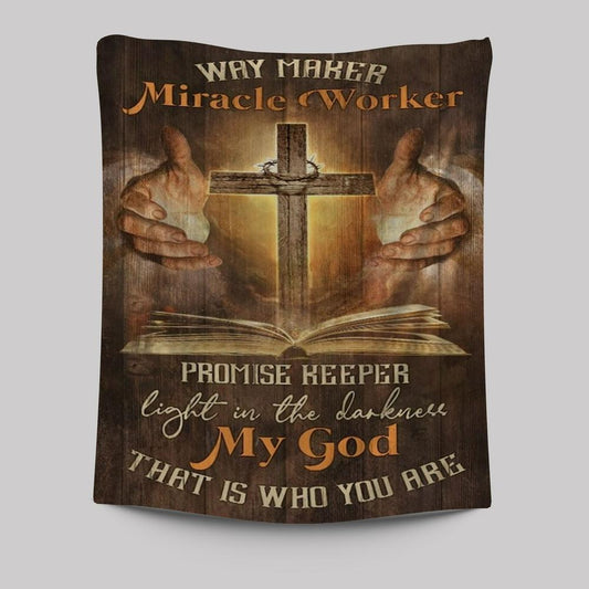 Jesus, Pray For Healing, Cross, Bible, Way Maker Miracle Worker Tapestry