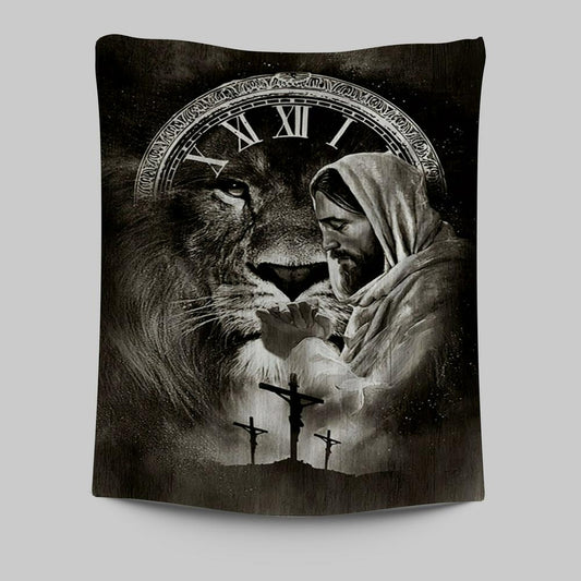 Jesus Pray For Healing Lion Of Judah Tapestry Wall Art - Bible Verse Tapestry Art - Inspirational Art -  Christian Indoor Wall Tapestries