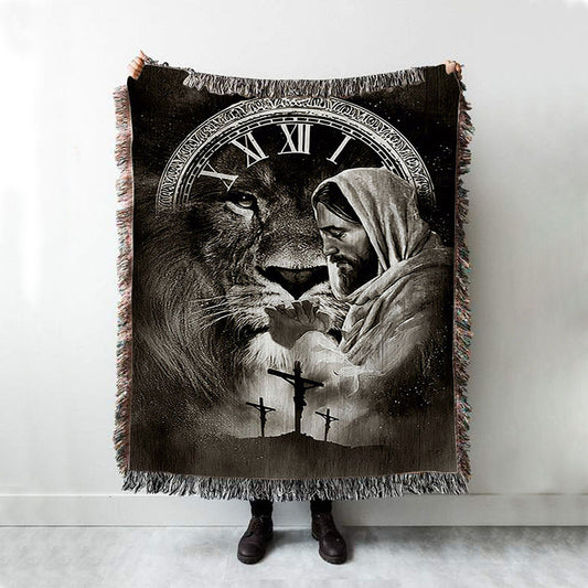 Jesus Pray For Healing Lion Of Judah Woven Throw Blanket - Bible Verse Woven Blanket Art - Inspirational Art - Christian Home Decor