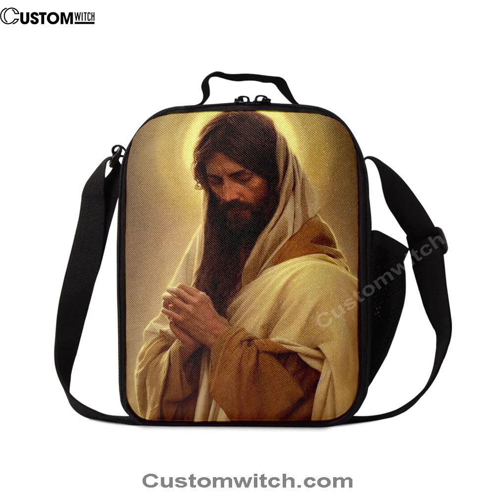 Jesus Pray Lunch Bag, Christian Lunch Box For School, Picnic