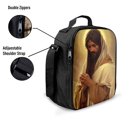 Jesus Pray Lunch Bag, Christian Lunch Box For School, Picnic