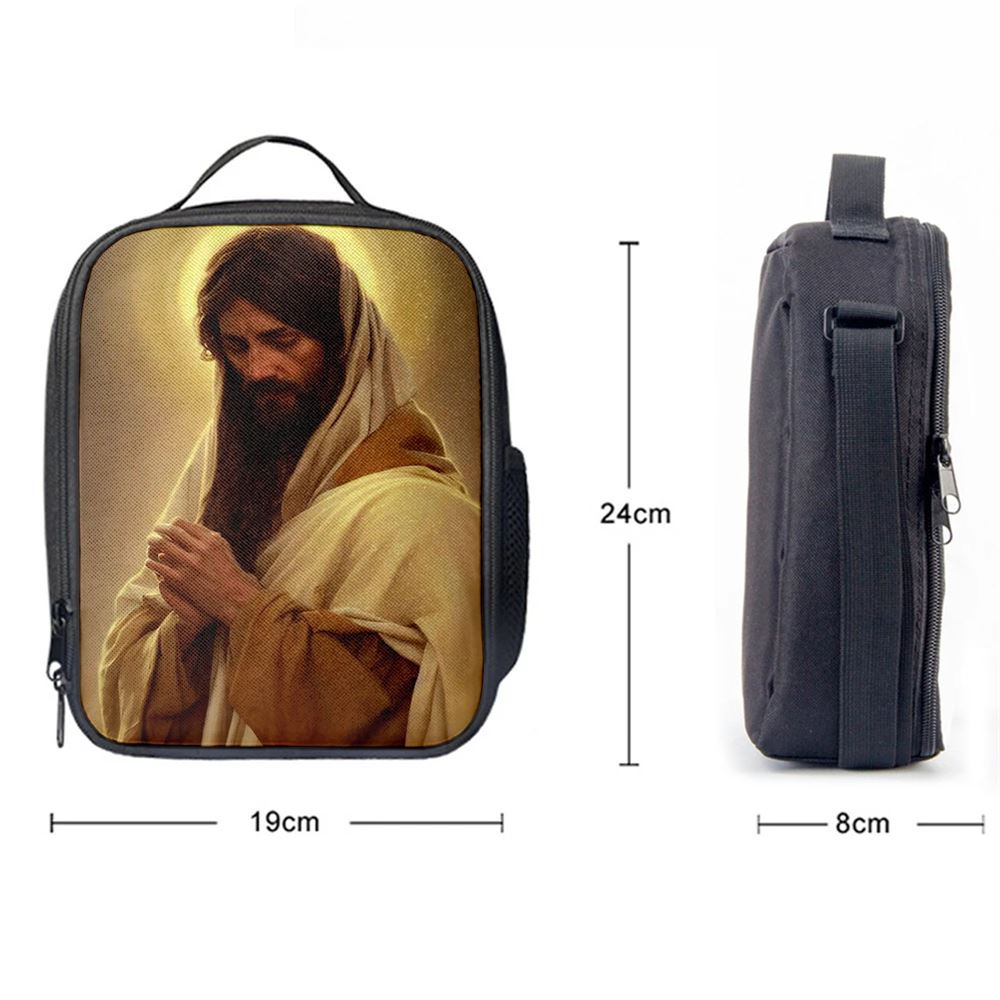 Jesus Pray Lunch Bag, Christian Lunch Box For School, Picnic