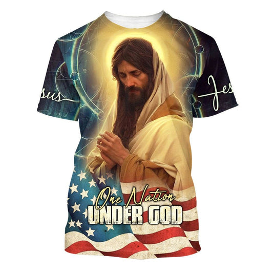 Jesus Pray One Nation Under God All Over Print 3D T Shirt For Men And Women, Christian T-Shirt, Faith Shirt