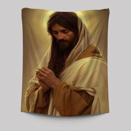 Jesus Pray Tapestry Pictures - Christian Wall Art - Jesus Tapestry Art