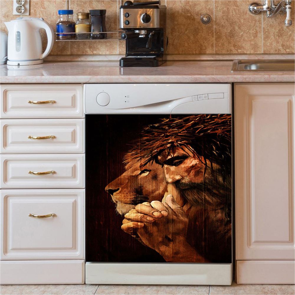 Jesus Pray The Peace Of God Dishwasher Cover, Jesus Christ Dishwasher Wrap, Christian Kitchen Decoration