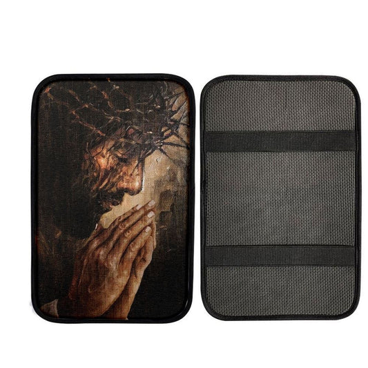 Jesus Prayer Crown Of Thorns Car Center Console Cover, Car Armrest Pad, Christian Gift, Armrest Box Mat