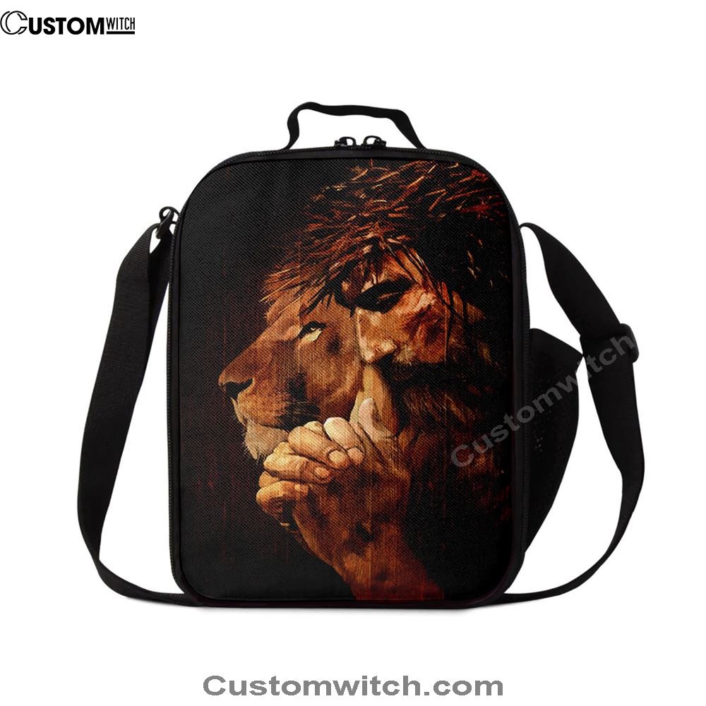 Jesus Praying And Lion Lunch Bag, Christian Lunch Box For School, Picnic
