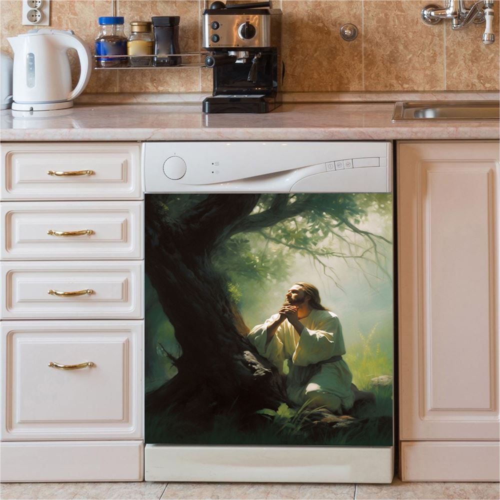 Jesus Praying In The Garden Dishwasher Cover, Jesus Dishwasher Wrap, Christian Kitchen Decoration