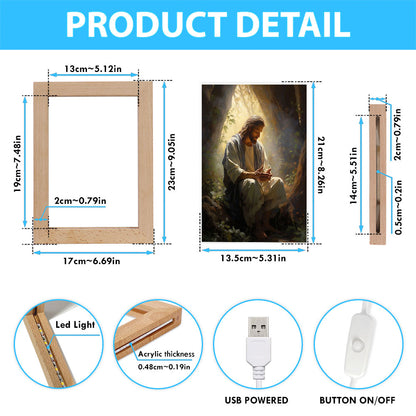 Jesus Praying In The Garden Frame Lamp Prints - Jesus Frame Lamp Art - Christian Art Decor