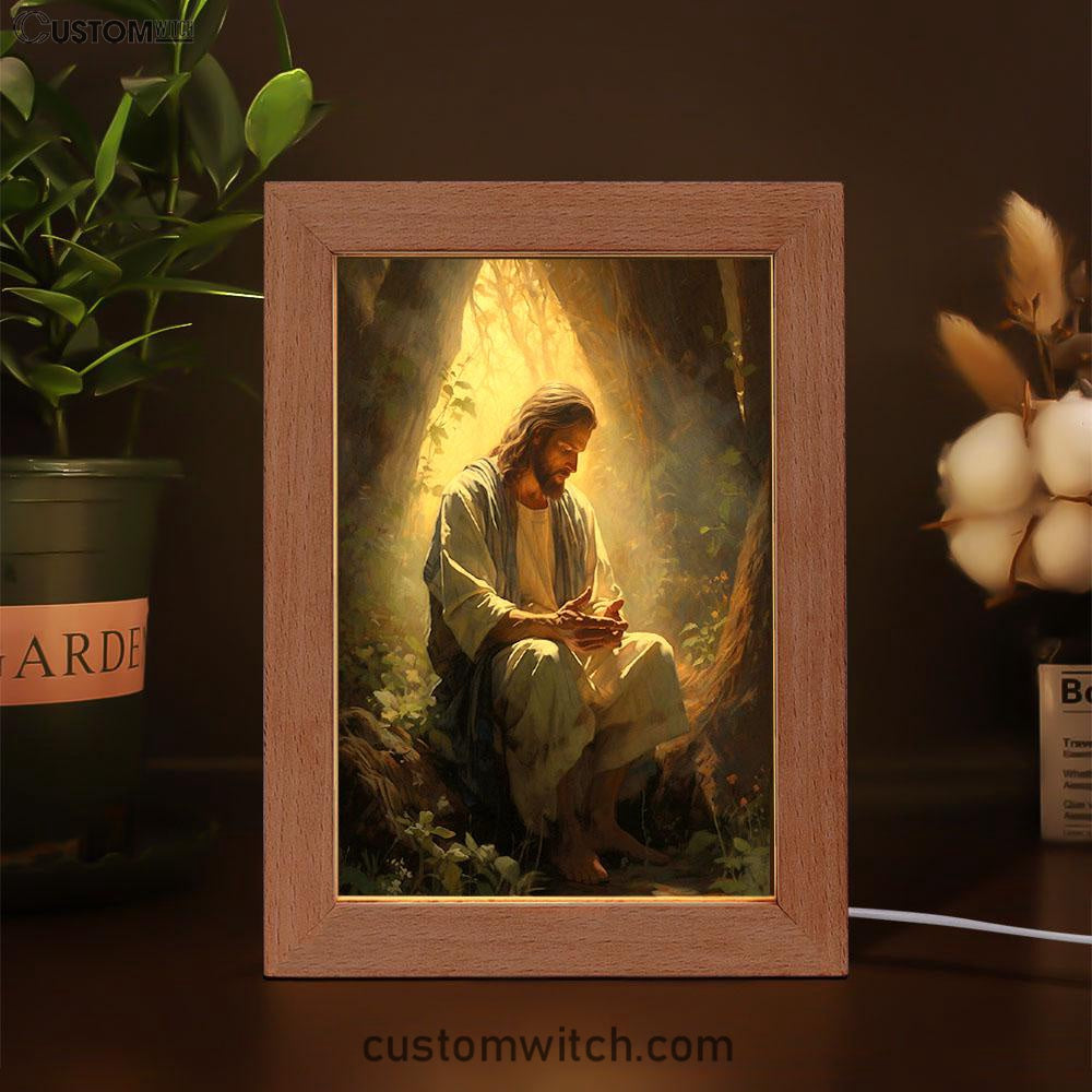 Jesus Praying In The Garden Frame Lamp Prints - Jesus Frame Lamp Art - Christian Art Decor