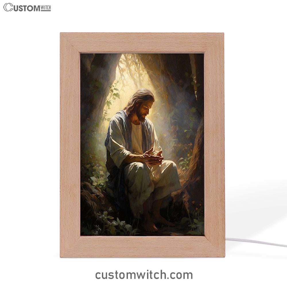 Jesus Praying In The Garden Frame Lamp Prints - Jesus Frame Lamp Art - Christian Art Decor