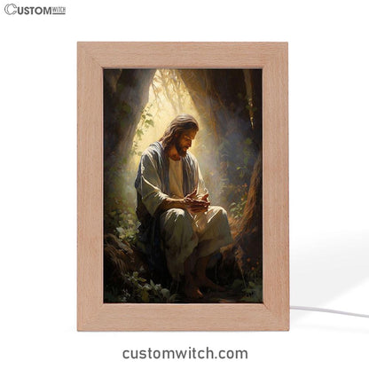 Jesus Praying In The Garden Frame Lamp Prints - Jesus Frame Lamp Art - Christian Art Decor