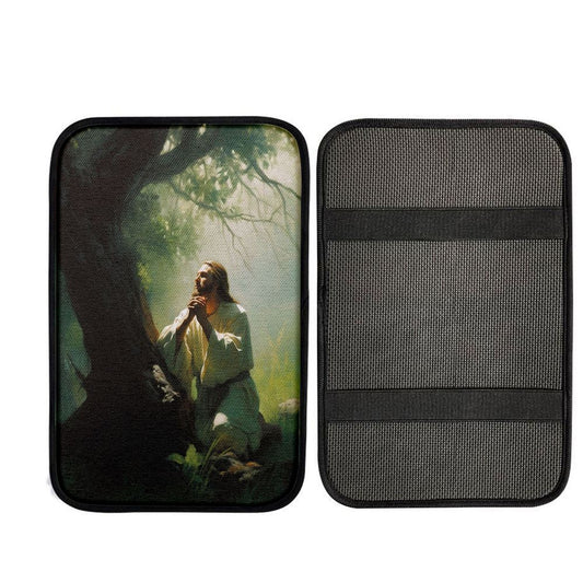 Jesus Praying In The Garden Painting Car Center Console Cover, God Car Armrest Accessories