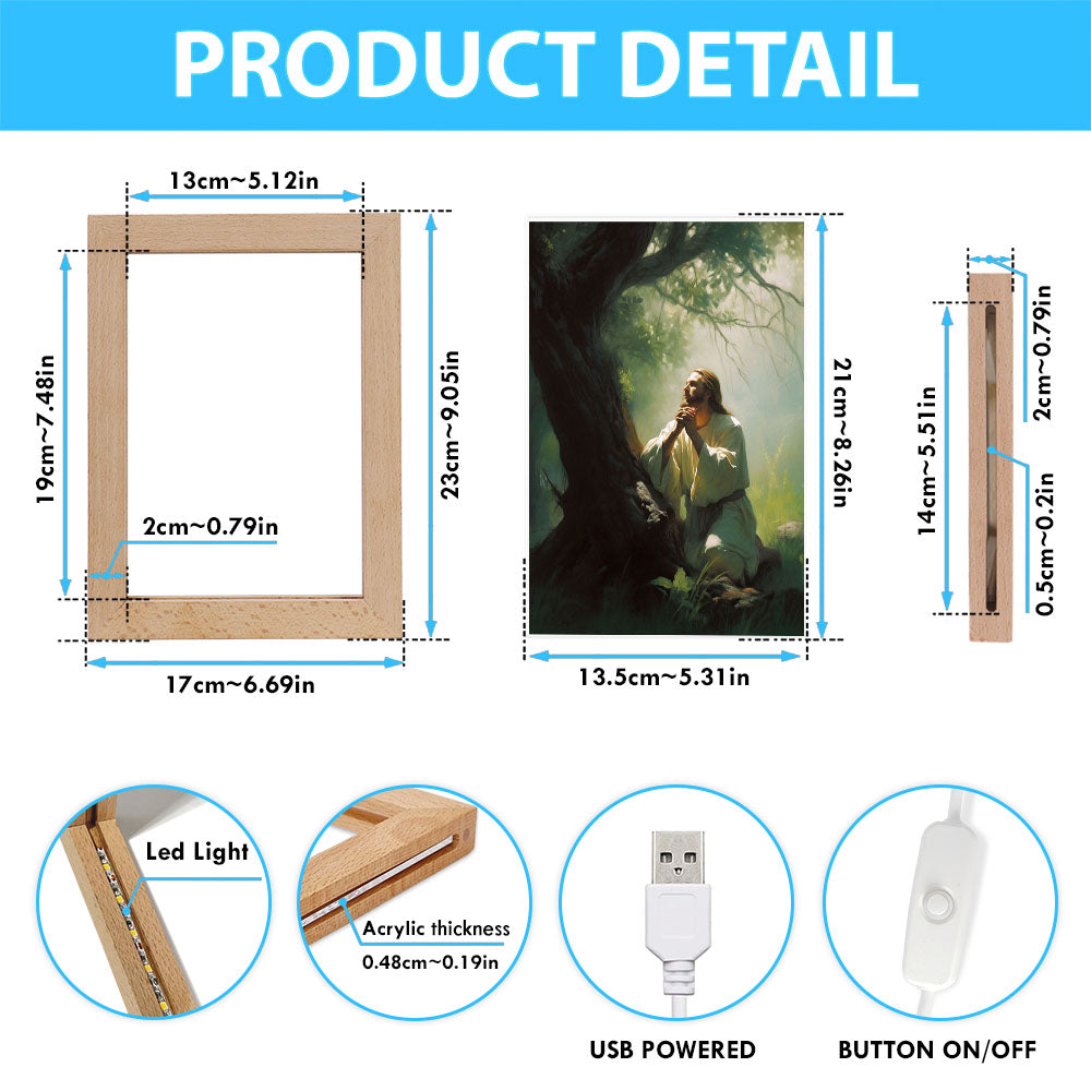 Jesus Praying In The Garden Painting Frame Lamp Prints - Jesus Frame Lamp Art - Christian Art Decor
