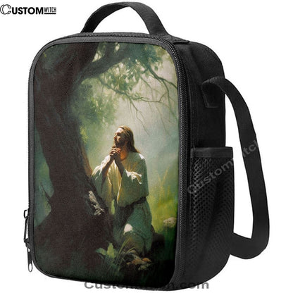 Jesus Praying In The Garden Painting Lunch Bag, Christian Lunch Box For School, Picnic