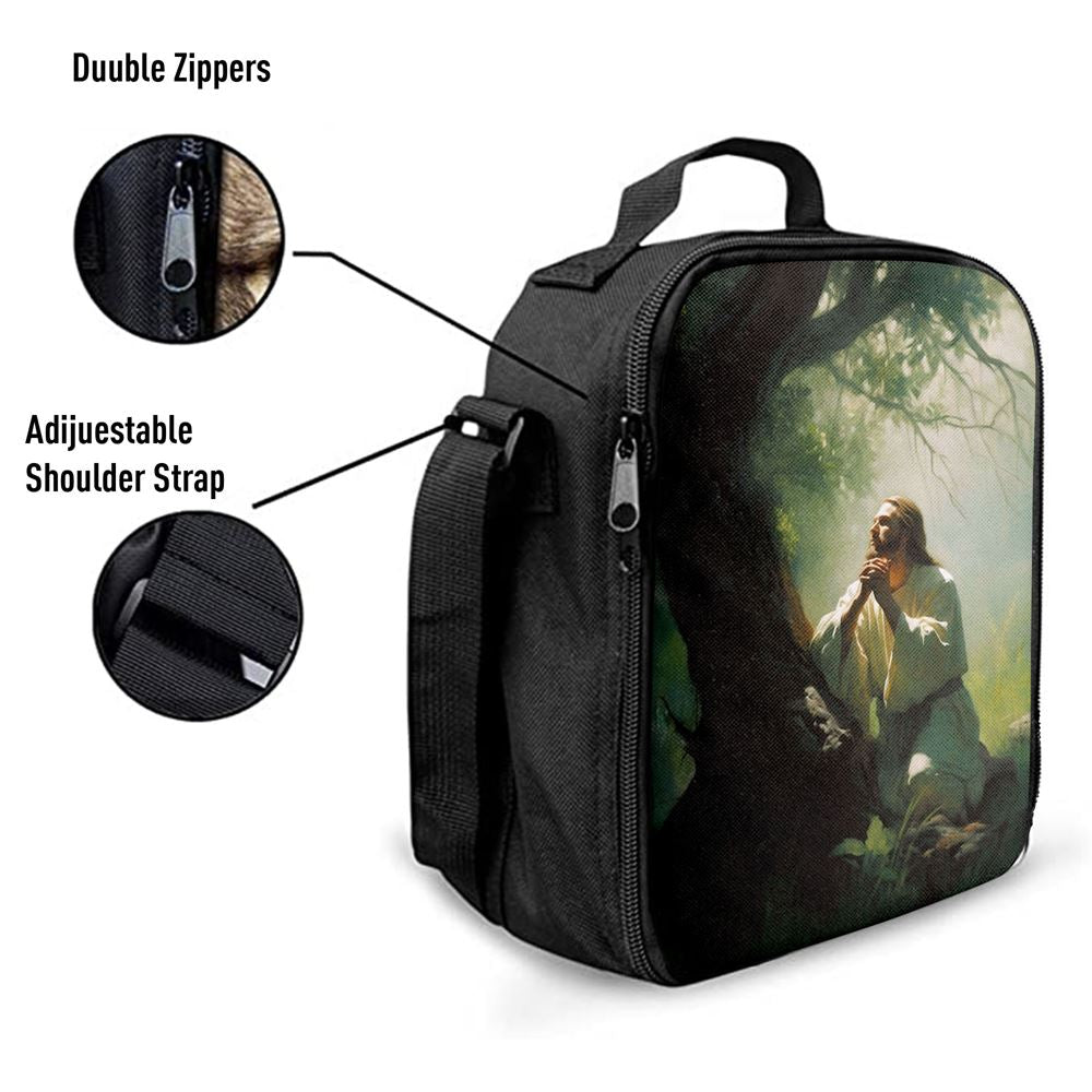 Jesus Praying In The Garden Painting Lunch Bag, Christian Lunch Box For School, Picnic