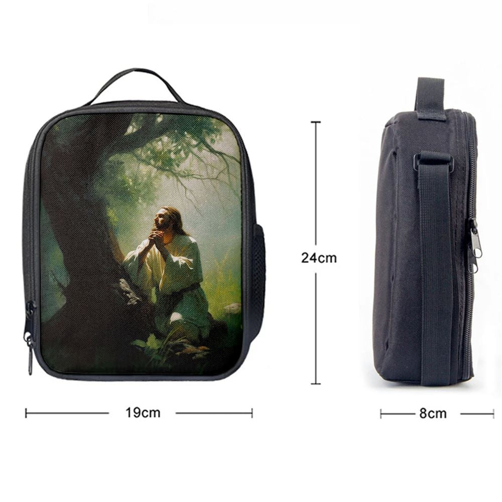 Jesus Praying In The Garden Painting Lunch Bag, Christian Lunch Box For School, Picnic