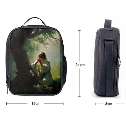 Jesus Praying In The Garden Painting Lunch Bag, Christian Lunch Box For School, Picnic