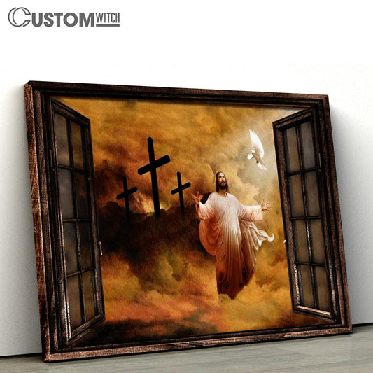 Jesus Praying The Rugged Cross Heaven's Light Large Canvas - Christian Canvas Prints - Religious Canvas Art
