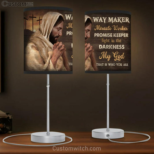 Jesus Praying Way Maker Miracle Worker Table Lamb