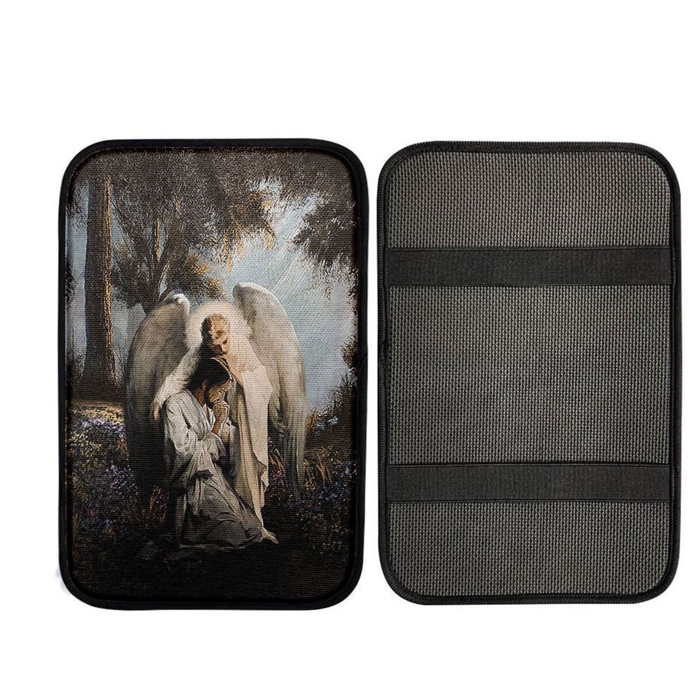 Jesus Praying With Angel Car Armrest Pad, God Car Armrest Accessories