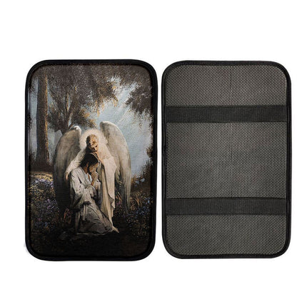 Jesus Praying With Angel Car Armrest Pad, God Car Armrest Accessories