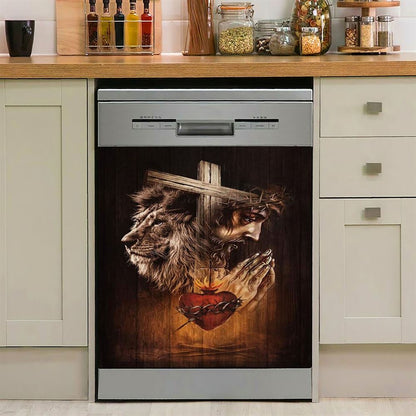 Jesus Praying With Angel Dishwasher Cover, Christian Dishwasher Wrap, Religious Kitchen Decoration
