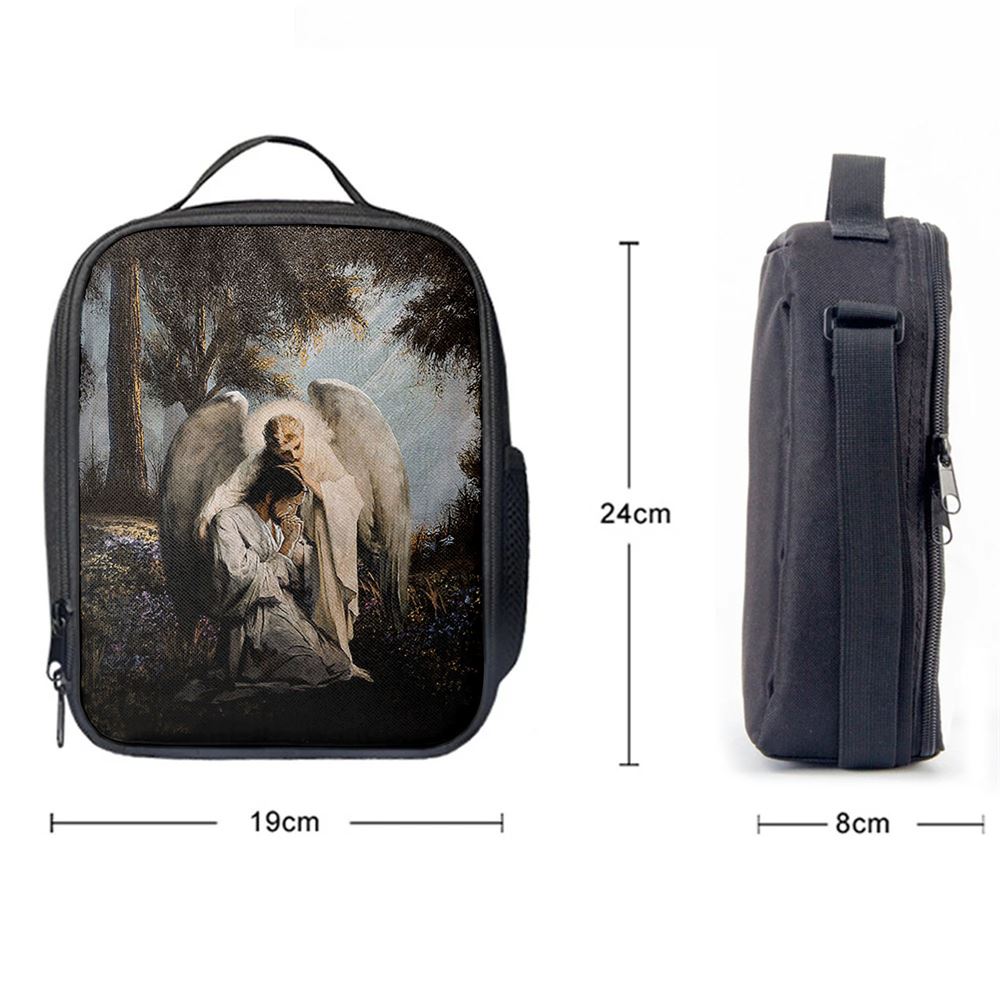 Jesus Praying With Angel Lunch Bag, Christian Lunch Box For School, Picnic