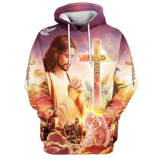 Jesus Prays For His Disciples 3D Hoodies Jesus Hoodie Men & Women, God 3D Printed Hoodie, Christian Apparel Hoodies