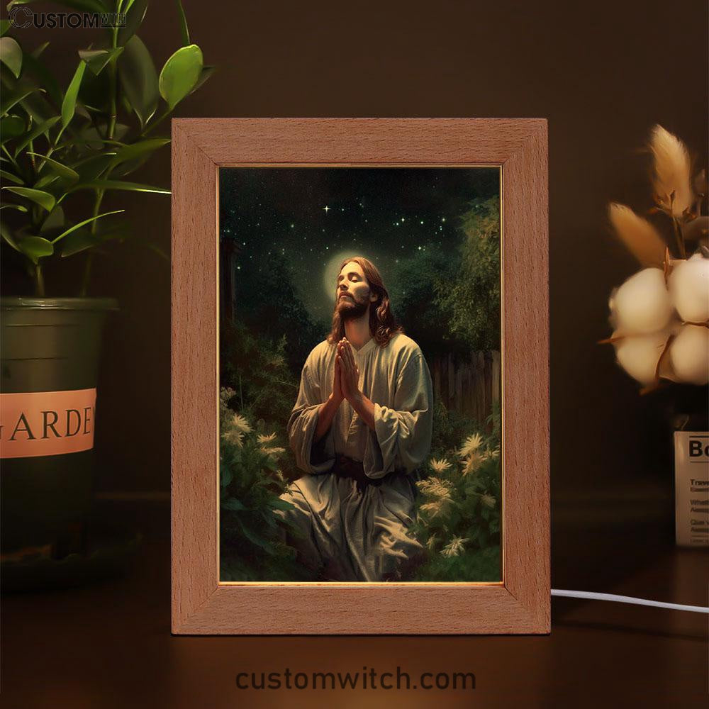 Jesus Prays In The Gethsemane Frame Lamp Prints - Jesus Frame Lamp Art - Christian Art Decor