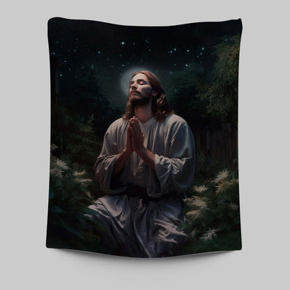 Jesus Prays In The Gethsemane Tapestry Prints - Jesus Tapestry Art - Christian Wall Art Decor