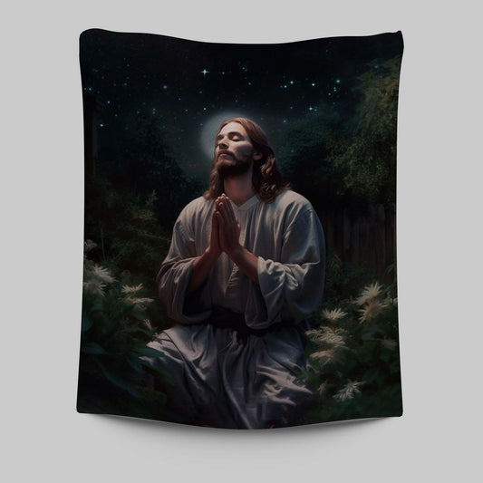 Jesus Prays In The Gethsemane Tapestry Prints - Jesus Tapestry Art - Christian Wall Art Decor