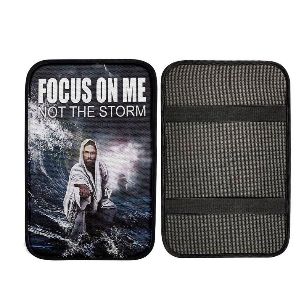 Jesus Reaching Hand Focus On Me Not The Storm Car Center Console Cover, God Car Armrest Accessories